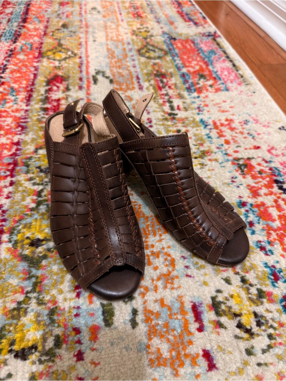 Women’s Pikolinos Brown Woven Peep-Toe Slingback Heels